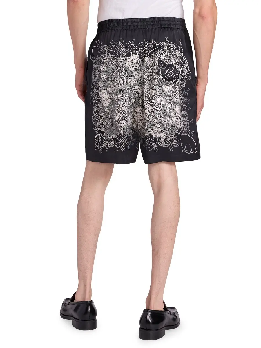 Acne Studios Men's Rudent Graphic Cotton Shorts - Black Ecru | Thumbnail 4 Acne Studios Men's Rudent Graphic Cotton Shorts - Black Ecru | Thumbnail 4