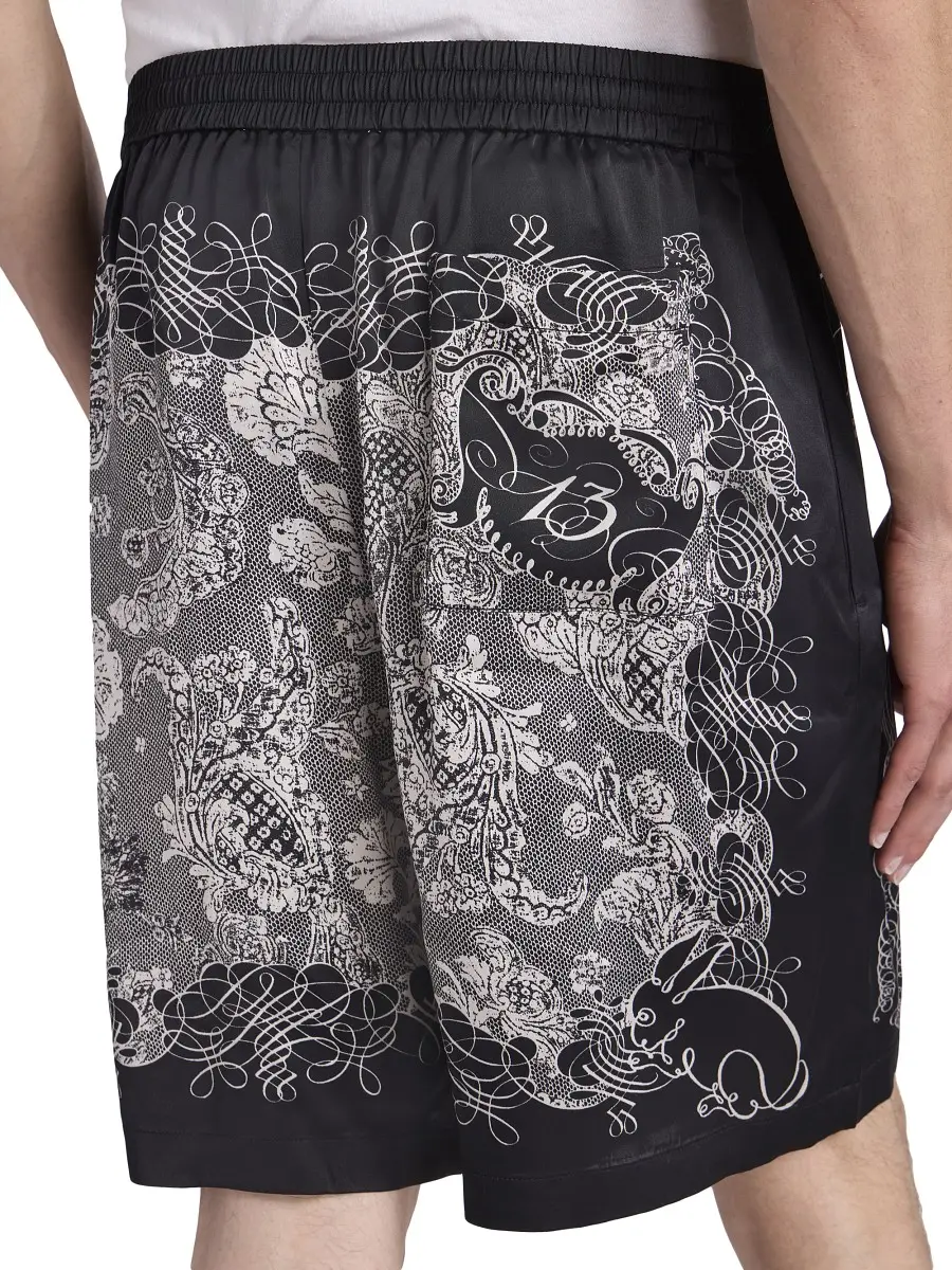 Acne Studios Men's Rudent Graphic Cotton Shorts - Black Ecru | Thumbnail 5 Acne Studios Men's Rudent Graphic Cotton Shorts - Black Ecru | Thumbnail 5