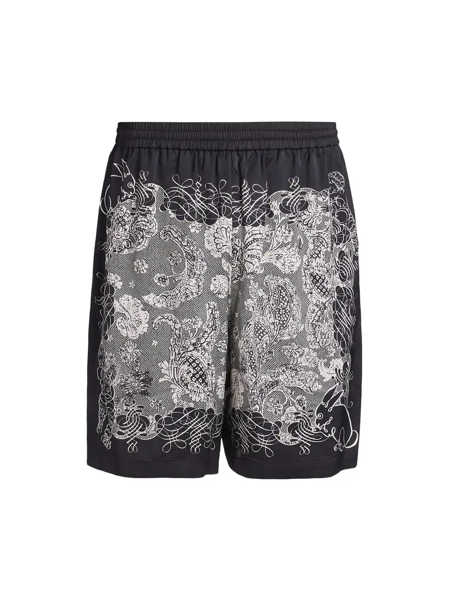 Acne Studios Men's Rudent Graphic Cotton Shorts - Black Ecru | Thumbnail 6 Acne Studios Men's Rudent Graphic Cotton Shorts - Black Ecru | Thumbnail 6
