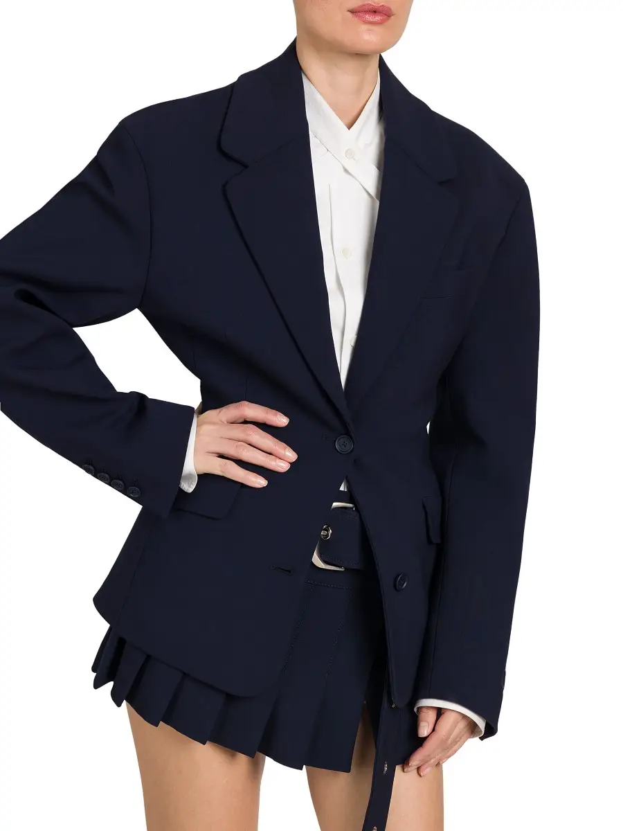 Off-White Women's Single-Breasted Wool-Blend Blazer - Cobalt Blue | Thumbnail 5 Off-White Women's Single-Breasted Wool-Blend Blazer - Cobalt Blue | Thumbnail 5