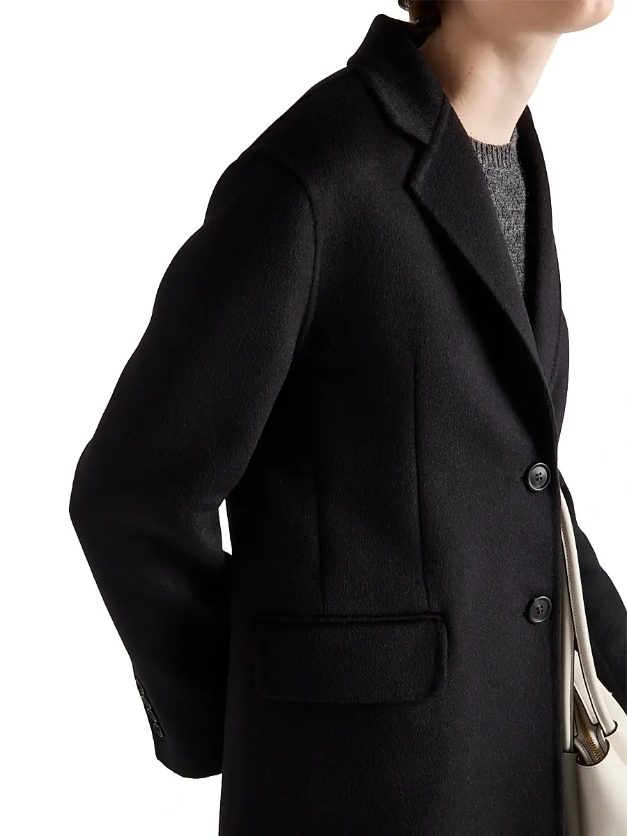 Prada Women's Single-Breasted Cashgora Coat - Black | Thumbnail 3 Prada Women's Single-Breasted Cashgora Coat - Black | Thumbnail 3