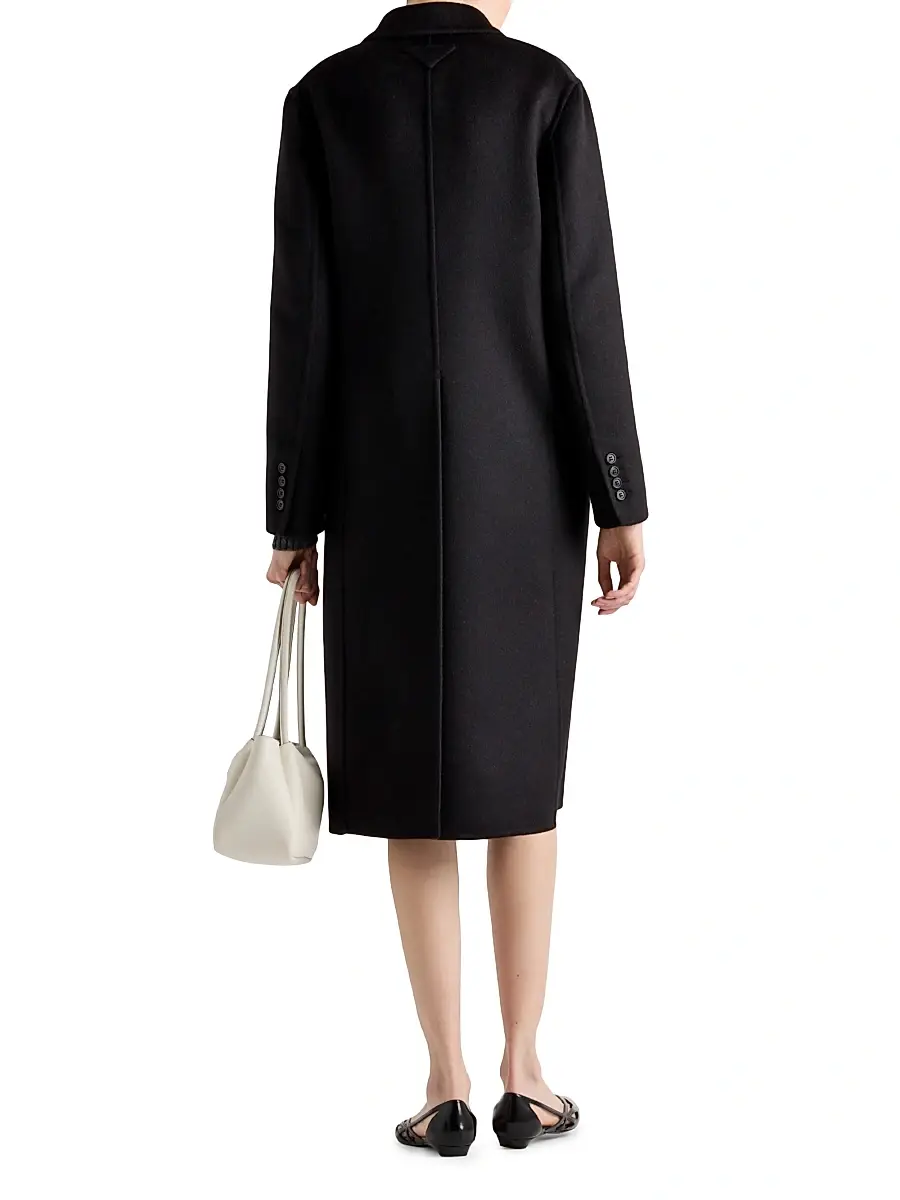 Prada Women's Single-Breasted Cashgora Coat - Black | Thumbnail 5 Prada Women's Single-Breasted Cashgora Coat - Black | Thumbnail 5