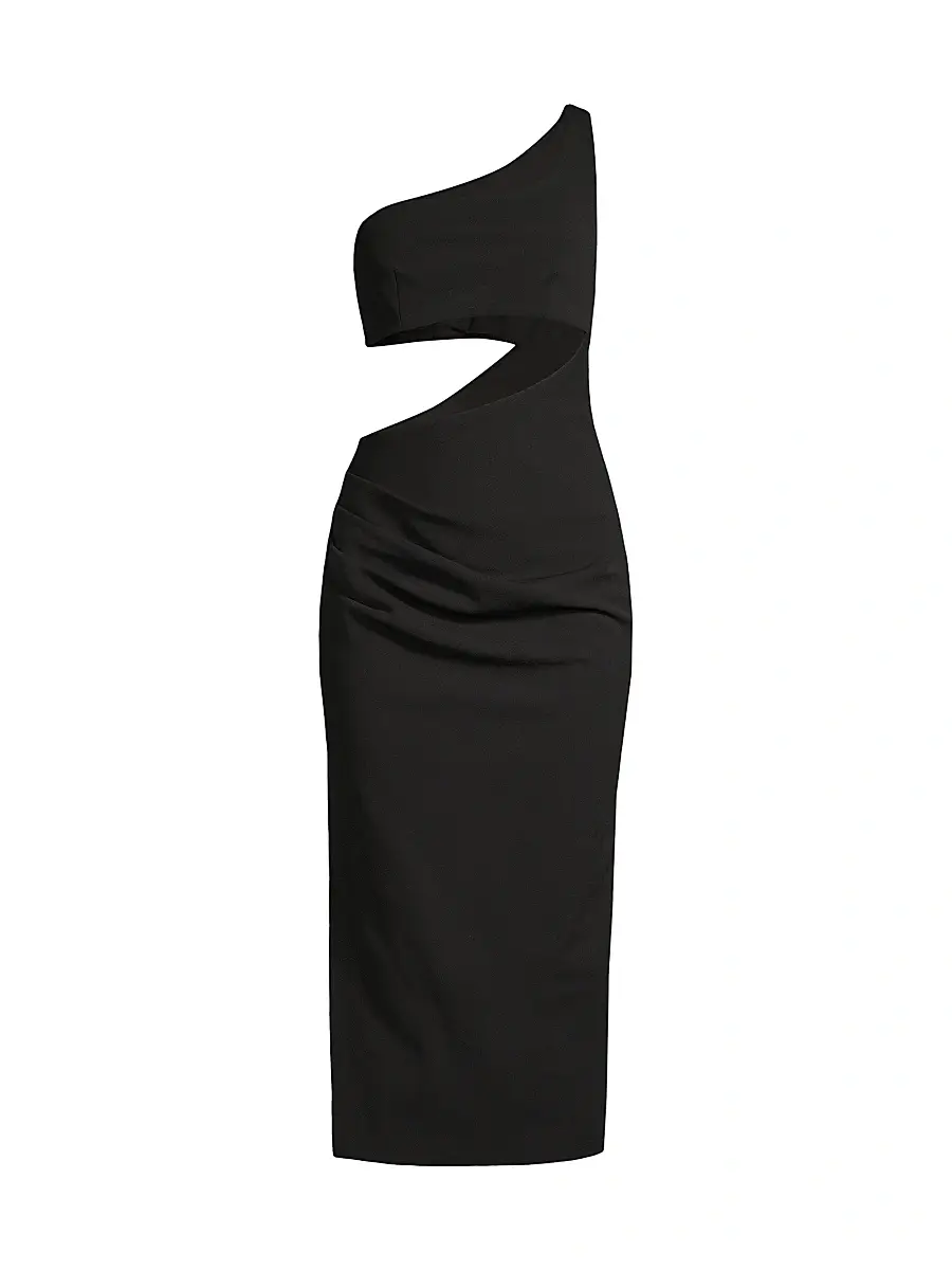 Misha Women's Elisebeth Crepe One-Shoulder Midi-Dress - Black | Image 1 Misha Women's Elisebeth Crepe One-Shoulder Midi-Dress - Black | Image 1