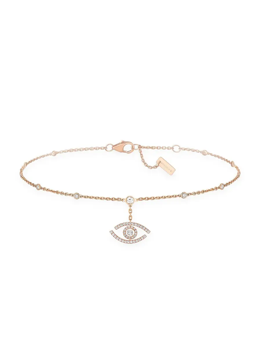 Women's Lucky Eye 18K Rose Gold & Diamond Pendant Ankle Bracelet - Gold