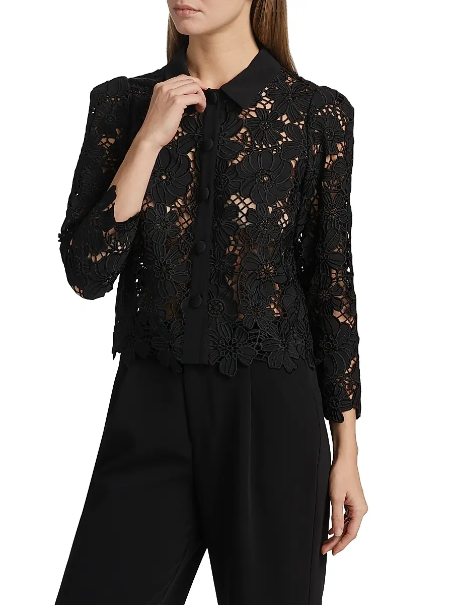 Milly Women's June Lace Button-Front Shirt | Thumbnail 3 Milly Women's June Lace Button-Front Shirt | Thumbnail 3