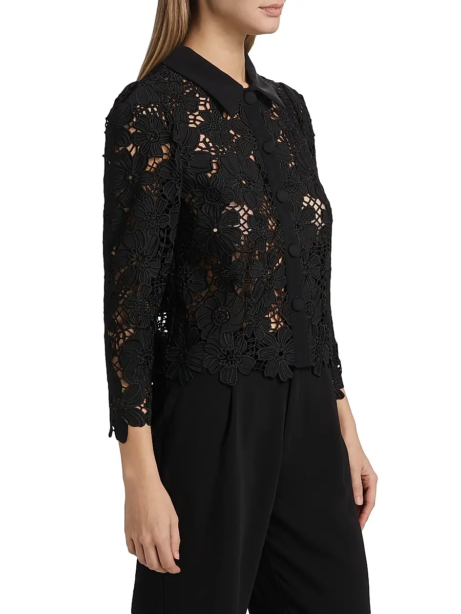 Milly Women's June Lace Button-Front Shirt | Thumbnail 4 Milly Women's June Lace Button-Front Shirt | Thumbnail 4