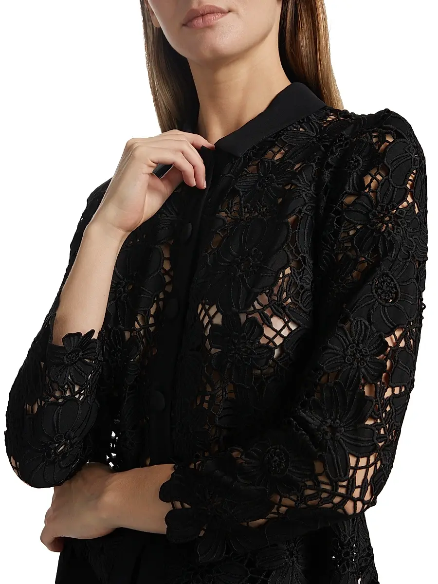 Milly Women's June Lace Button-Front Shirt | Thumbnail 6 Milly Women's June Lace Button-Front Shirt | Thumbnail 6