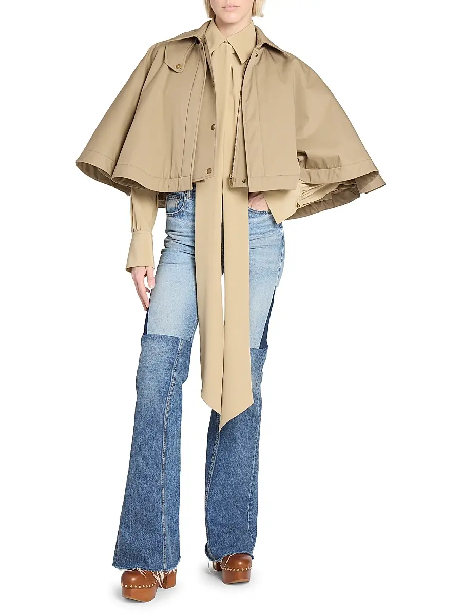 Chloé Women's Cape Tie-Neck Coat - Soften Brown | Thumbnail 2 Chloé Women's Cape Tie-Neck Coat - Soften Brown | Thumbnail 2