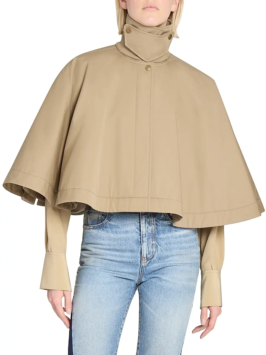 Chloé Women's Cape Tie-Neck Coat - Soften Brown | Thumbnail 3 Chloé Women's Cape Tie-Neck Coat - Soften Brown | Thumbnail 3