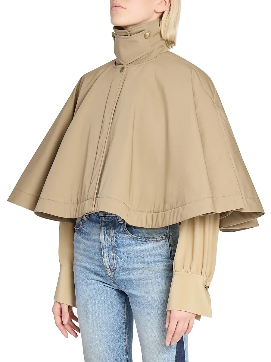 Chloé Women's Cape Tie-Neck Coat - Soften Brown | Thumbnail 4 Chloé Women's Cape Tie-Neck Coat - Soften Brown | Thumbnail 4