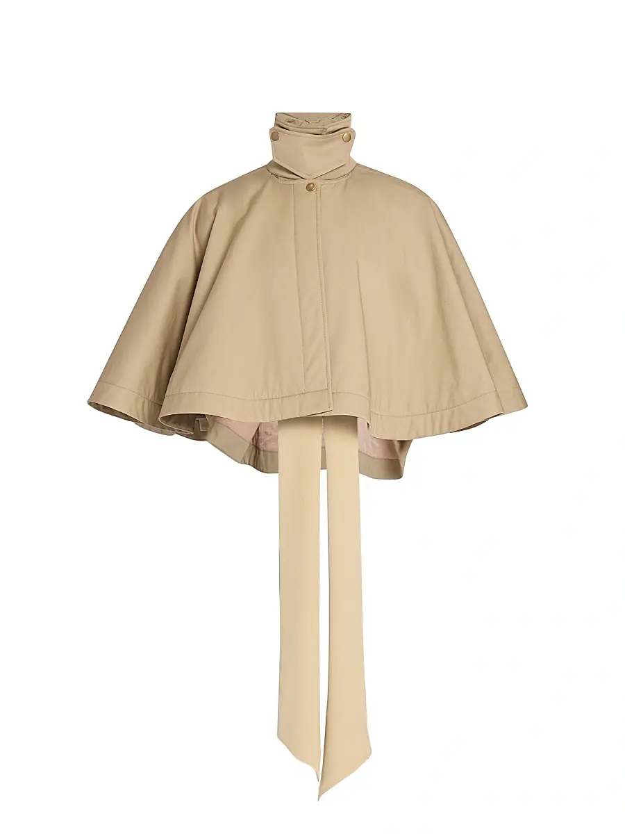 Women's Cape Tie-Neck Coat - Soften Brown