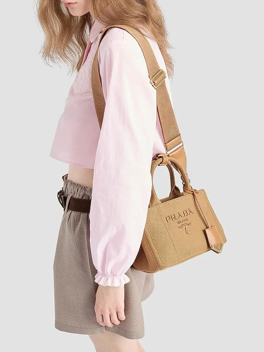 Prada Women's Jardiniere Mini Cotton Canvas Top Handle Bag | Thumbnail 9