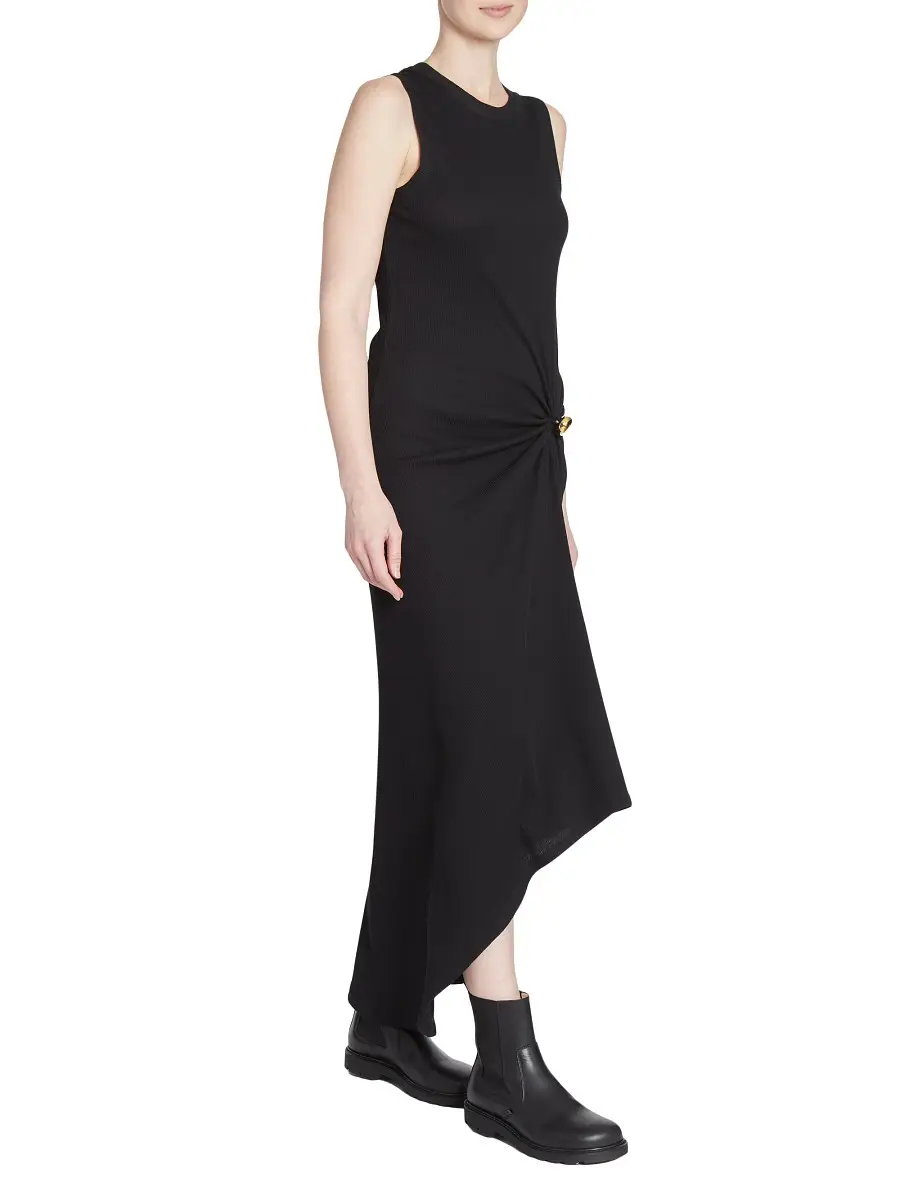 LOEWE Women's Pebble Stretch-Cotton Midi-Dress - Black | Thumbnail 3 LOEWE Women's Pebble Stretch-Cotton Midi-Dress - Black | Thumbnail 3