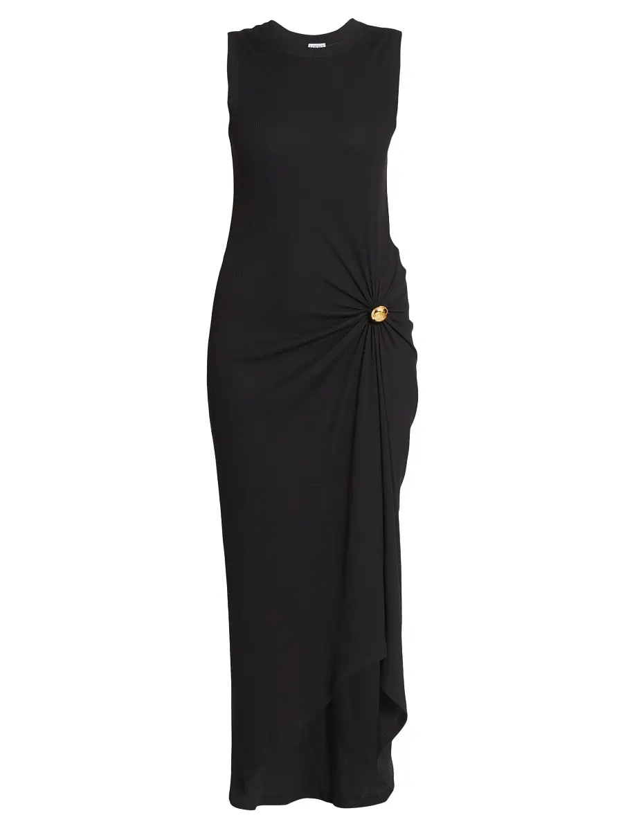LOEWE Women's Pebble Stretch-Cotton Midi-Dress - Black | Thumbnail 7 LOEWE Women's Pebble Stretch-Cotton Midi-Dress - Black | Thumbnail 7