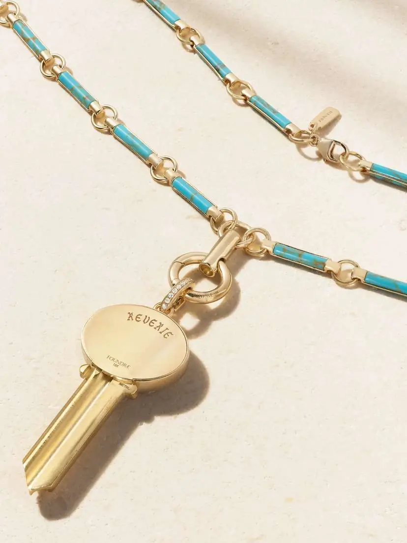 Foundrae Reverie 18-karat Gold, Turquoise And Diamond Necklace - Blue | Thumbnail 3