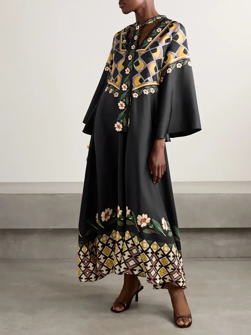 La DoubleJ Magnifico Tie-neck Printed Silk-twill Maxi Dress | Thumbnail 5 La DoubleJ Magnifico Tie-neck Printed Silk-twill Maxi Dress | Thumbnail 5