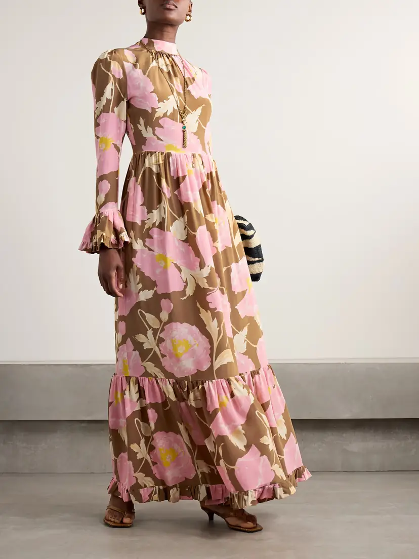 La DoubleJ Visconti Tiered Ruffled Floral-print Silk Crepe De Chine Maxi Dress | Thumbnail 2 La DoubleJ Visconti Tiered Ruffled Floral-print Silk Crepe De Chine Maxi Dress | Thumbnail 2
