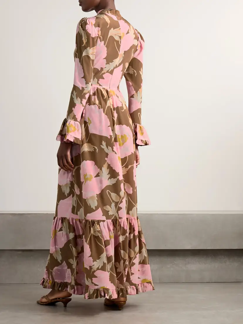 La DoubleJ Visconti Tiered Ruffled Floral-print Silk Crepe De Chine Maxi Dress | Thumbnail 3 La DoubleJ Visconti Tiered Ruffled Floral-print Silk Crepe De Chine Maxi Dress | Thumbnail 3