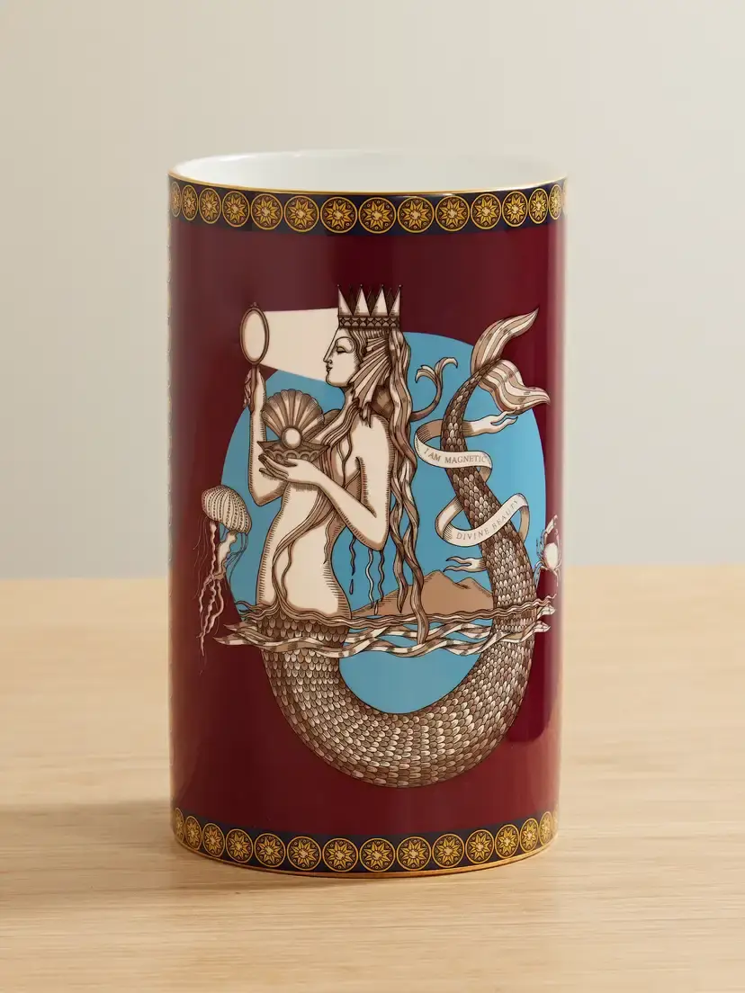 La DoubleJ Small Pillar Gold-plated Porcelain Vase