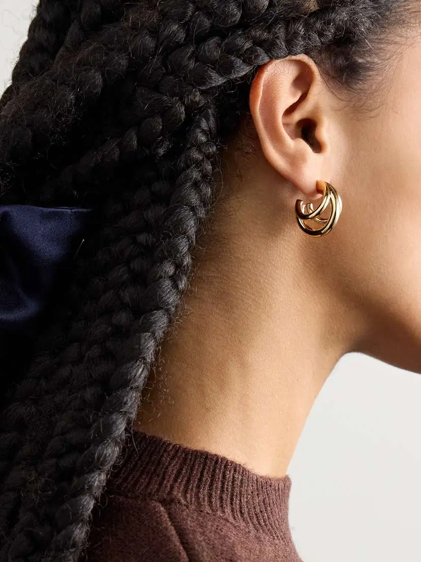 Jennifer Fisher Triple Lilly Gold-plated Hoop Earrings | Thumbnail 2 Jennifer Fisher Triple Lilly Gold-plated Hoop Earrings | Thumbnail 2
