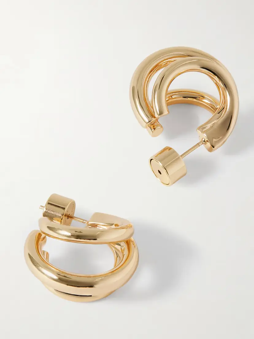 Jennifer Fisher Triple Lilly Gold-plated Hoop Earrings | Thumbnail 3 Jennifer Fisher Triple Lilly Gold-plated Hoop Earrings | Thumbnail 3