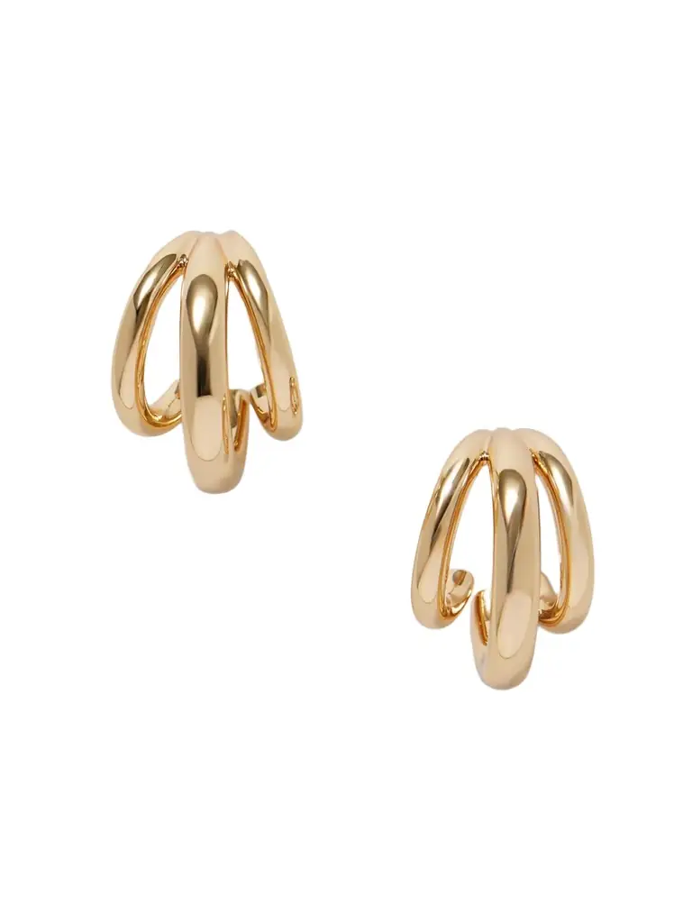 Triple Lilly Gold-plated Hoop Earrings