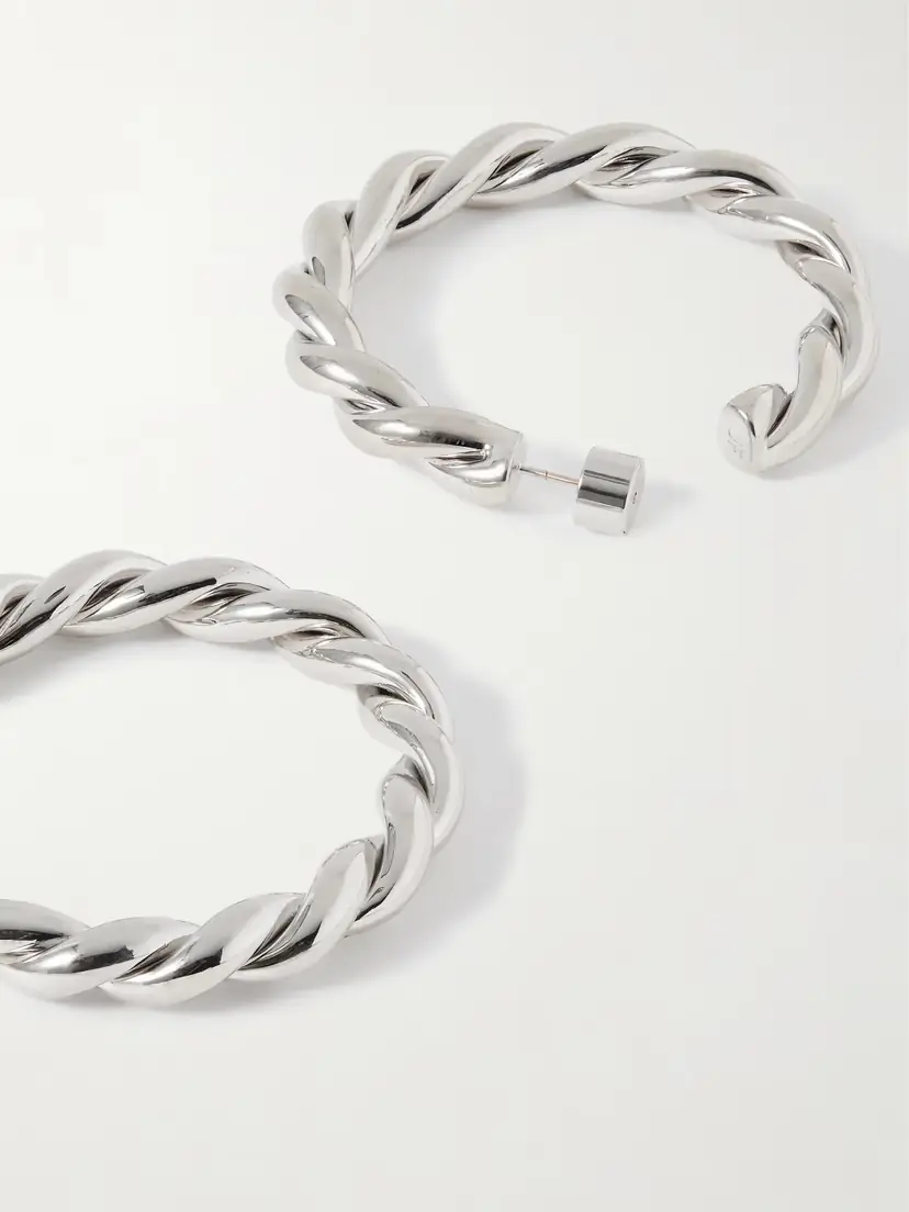 Jennifer Fisher 1.5" Twisted Lilly Baby Silver-plated Hoop Earrings | Thumbnail 3