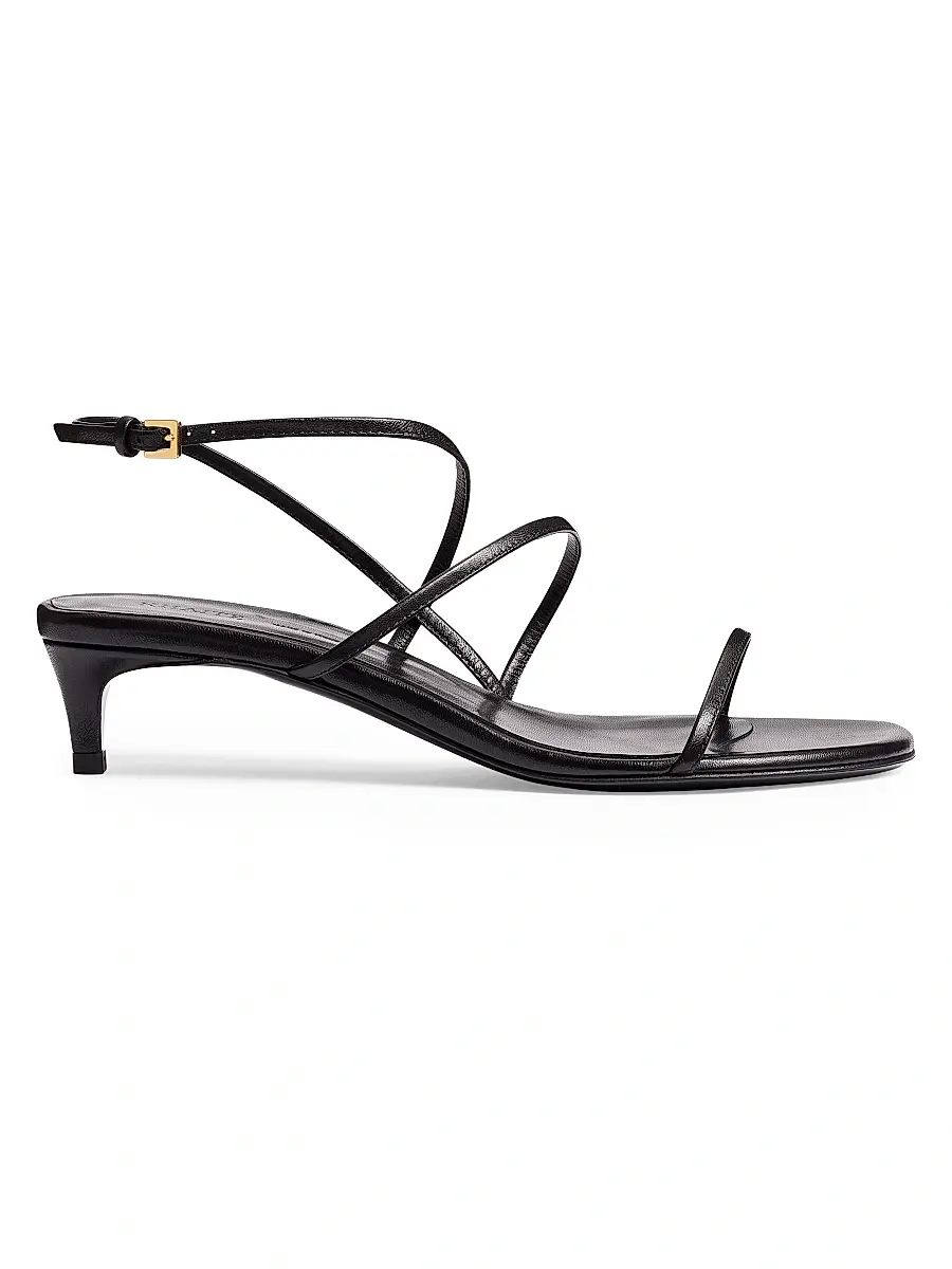Women's Loop Strappy Leather Sandals - Black