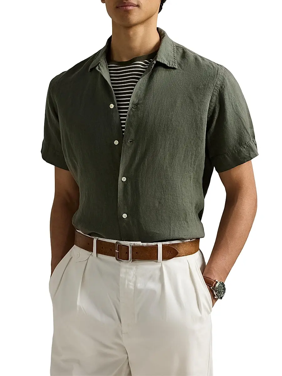 Polo Ralph Lauren Men's Classic-Fit Linen Camp Shirt | Thumbnail 3 Polo Ralph Lauren Men's Classic-Fit Linen Camp Shirt | Thumbnail 3