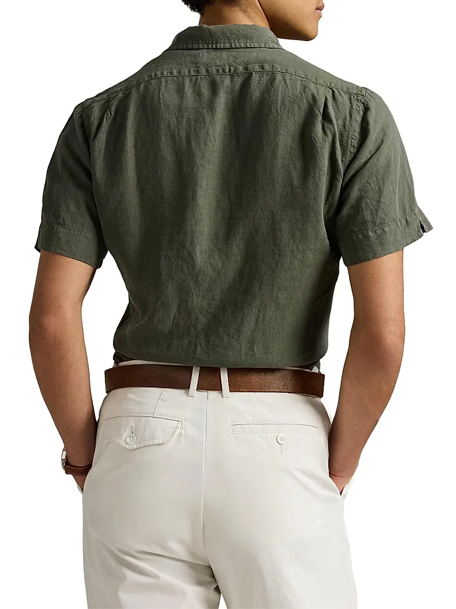 Polo Ralph Lauren Men's Classic-Fit Linen Camp Shirt | Thumbnail 4 Polo Ralph Lauren Men's Classic-Fit Linen Camp Shirt | Thumbnail 4