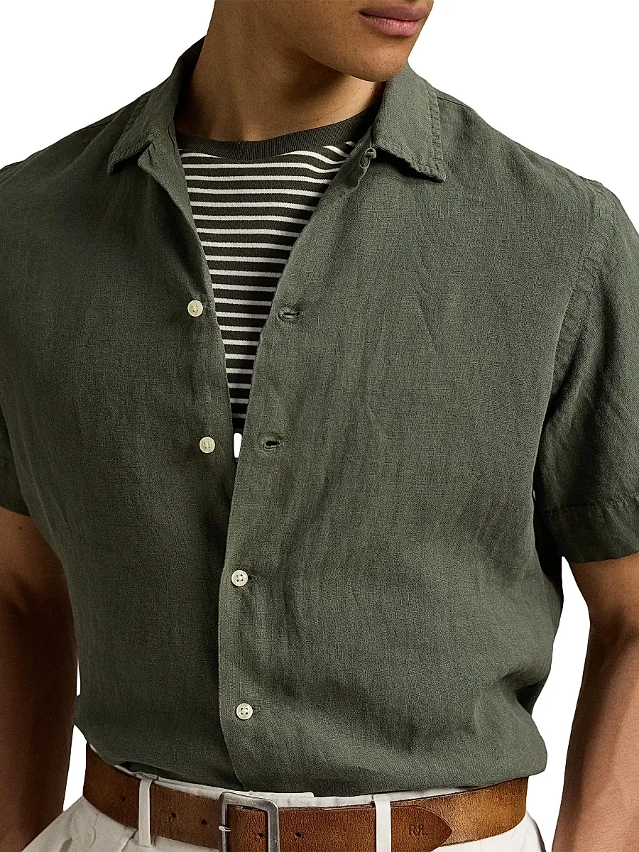 Polo Ralph Lauren Men's Classic-Fit Linen Camp Shirt | Thumbnail 5 Polo Ralph Lauren Men's Classic-Fit Linen Camp Shirt | Thumbnail 5