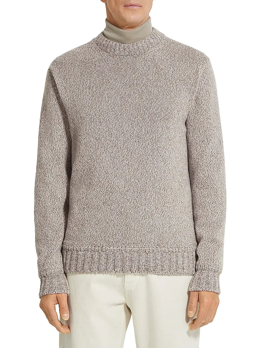 ZEGNA Men's Oasi Cashmere Crewneck Sweater - Light Taupe | Thumbnail 2 ZEGNA Men's Oasi Cashmere Crewneck Sweater - Light Taupe | Thumbnail 2