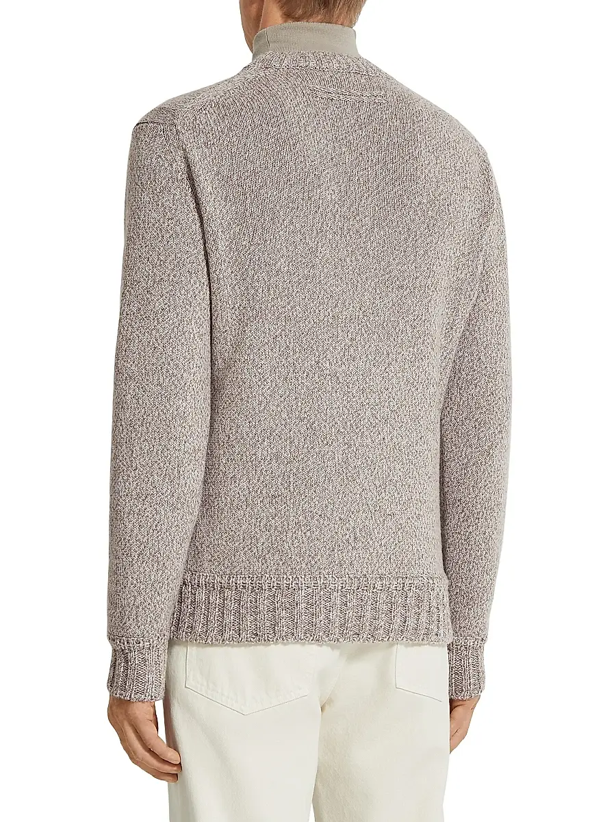 ZEGNA Men's Oasi Cashmere Crewneck Sweater - Light Taupe | Thumbnail 3 ZEGNA Men's Oasi Cashmere Crewneck Sweater - Light Taupe | Thumbnail 3