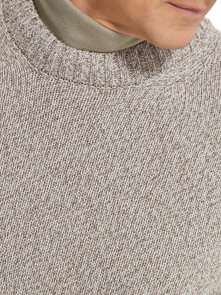 ZEGNA Men's Oasi Cashmere Crewneck Sweater - Light Taupe | Thumbnail 4 ZEGNA Men's Oasi Cashmere Crewneck Sweater - Light Taupe | Thumbnail 4