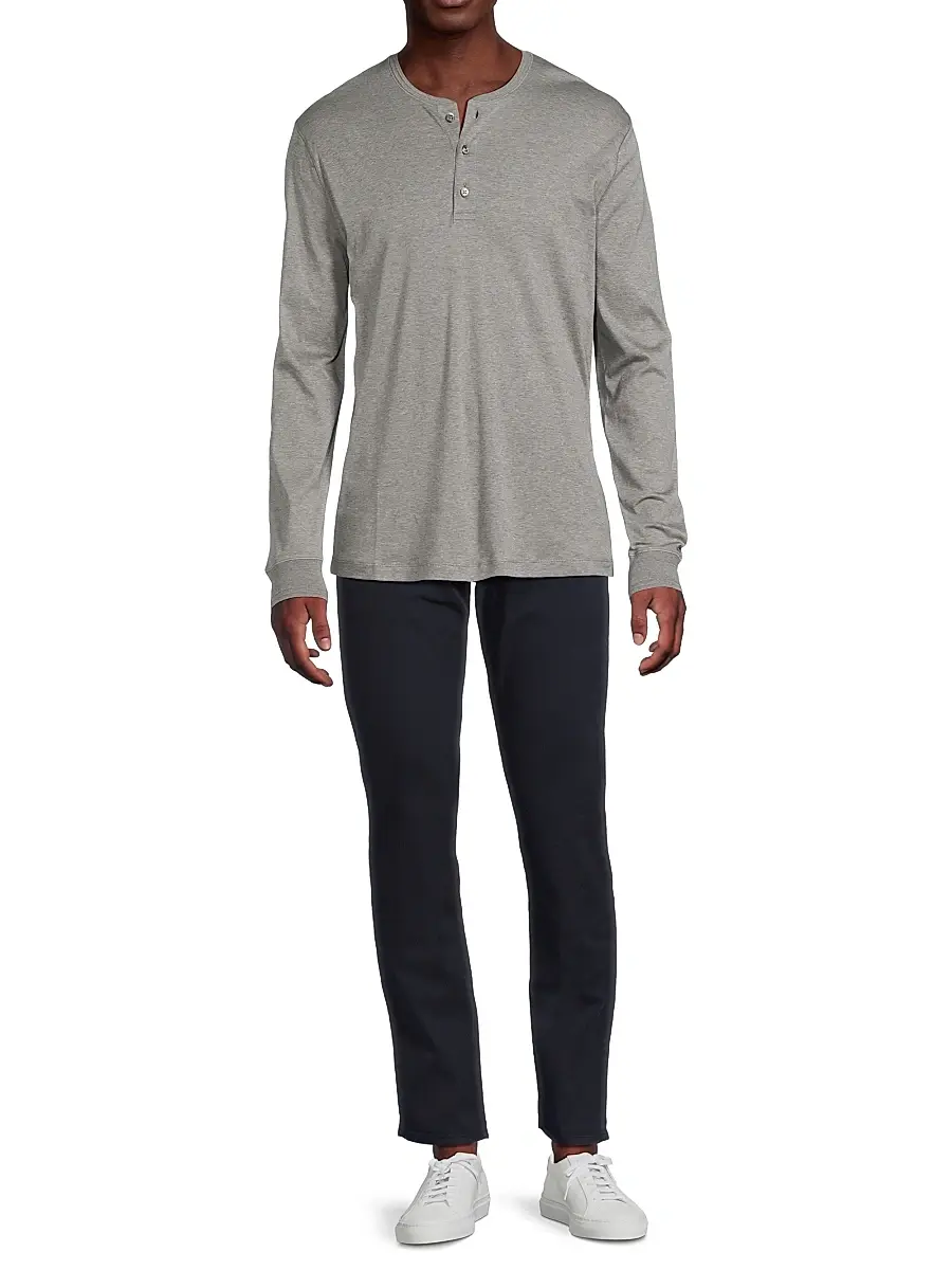 Ralph Lauren Purple Label Men's Interlock Henley Shirt | Thumbnail 2 Ralph Lauren Purple Label Men's Interlock Henley Shirt | Thumbnail 2