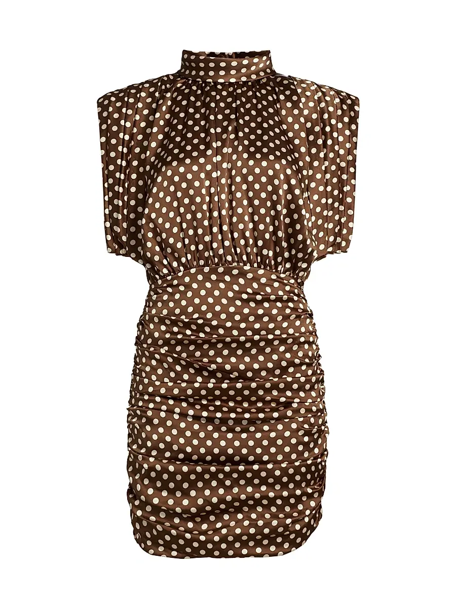 Ronny Kobo Women's Antares Polka Dot Stretch Silk Minidress - Brown Ecru | Image 1 Ronny Kobo Women's Antares Polka Dot Stretch Silk Minidress - Brown Ecru | Image 1