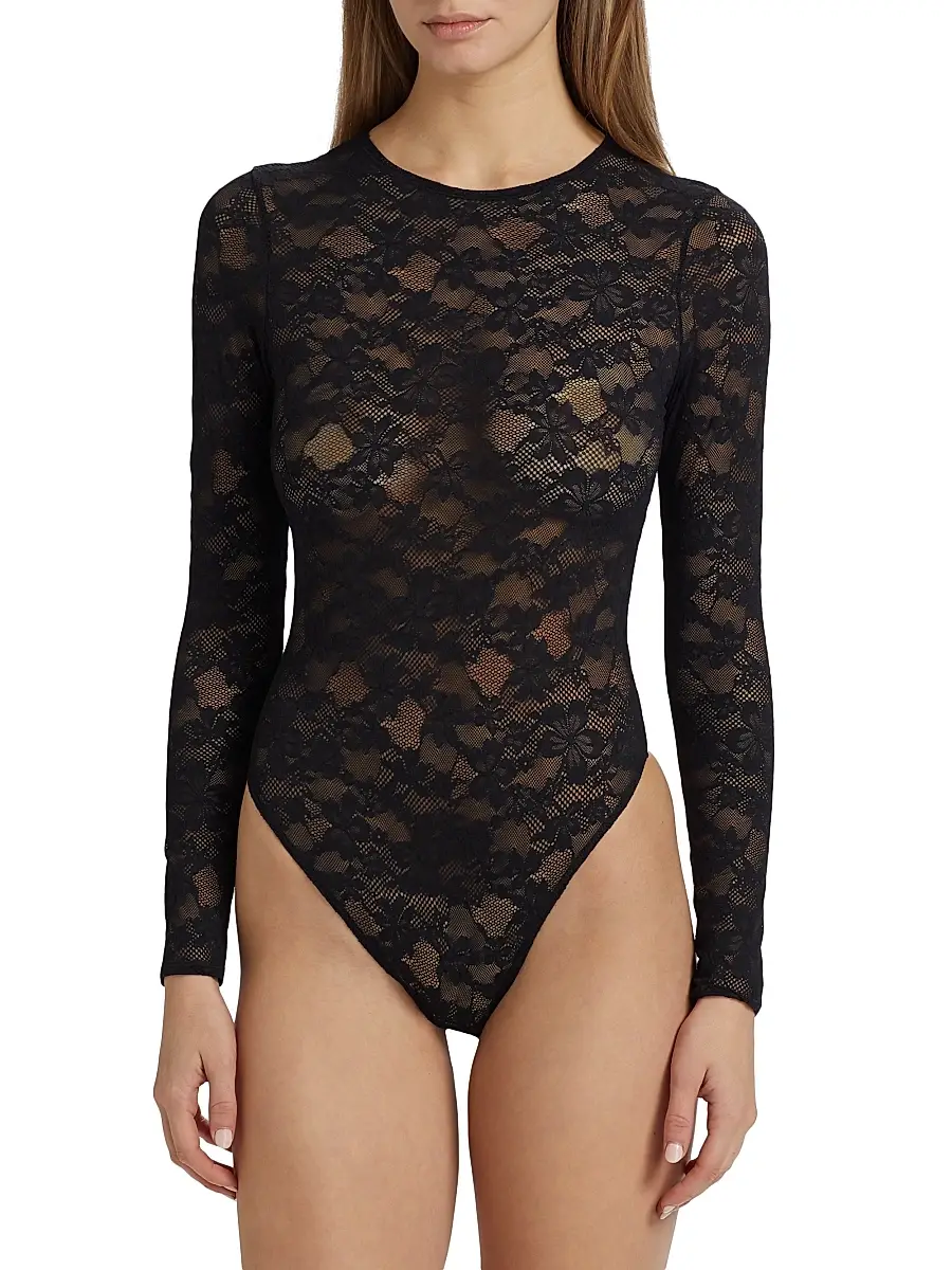 Fleur du Mal Women's Le Stretch Long-Sleeve Bodysuit - Black | Thumbnail 6 Fleur du Mal Women's Le Stretch Long-Sleeve Bodysuit - Black | Thumbnail 6