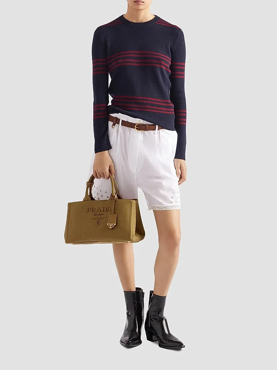 Prada Women's Jardiniere Large Cotton Canvas Top Handle Bag | Thumbnail 2 Prada Women's Jardiniere Large Cotton Canvas Top Handle Bag | Thumbnail 2