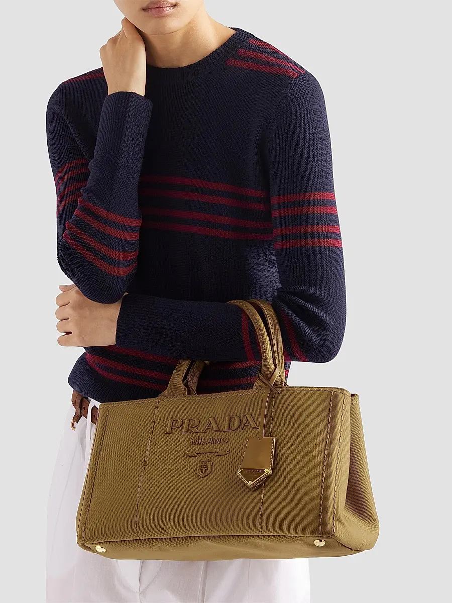 Prada Women's Jardiniere Large Cotton Canvas Top Handle Bag | Thumbnail 3 Prada Women's Jardiniere Large Cotton Canvas Top Handle Bag | Thumbnail 3