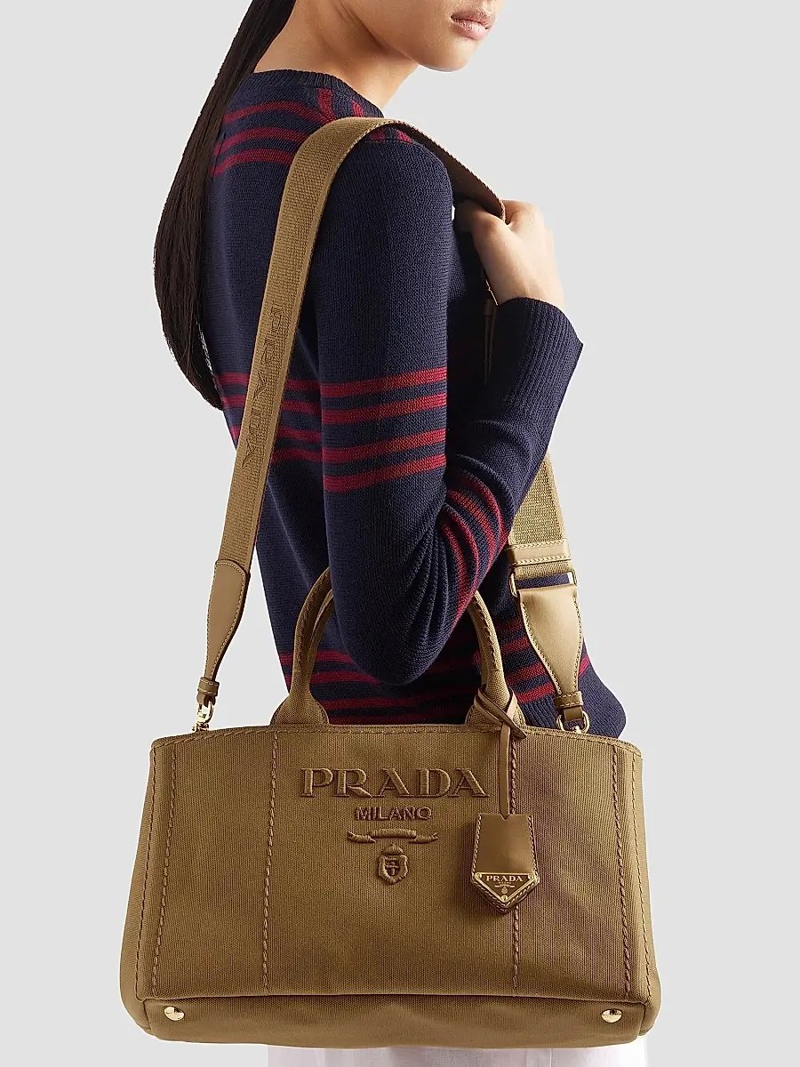 Prada Women's Jardiniere Large Cotton Canvas Top Handle Bag | Thumbnail 4 Prada Women's Jardiniere Large Cotton Canvas Top Handle Bag | Thumbnail 4