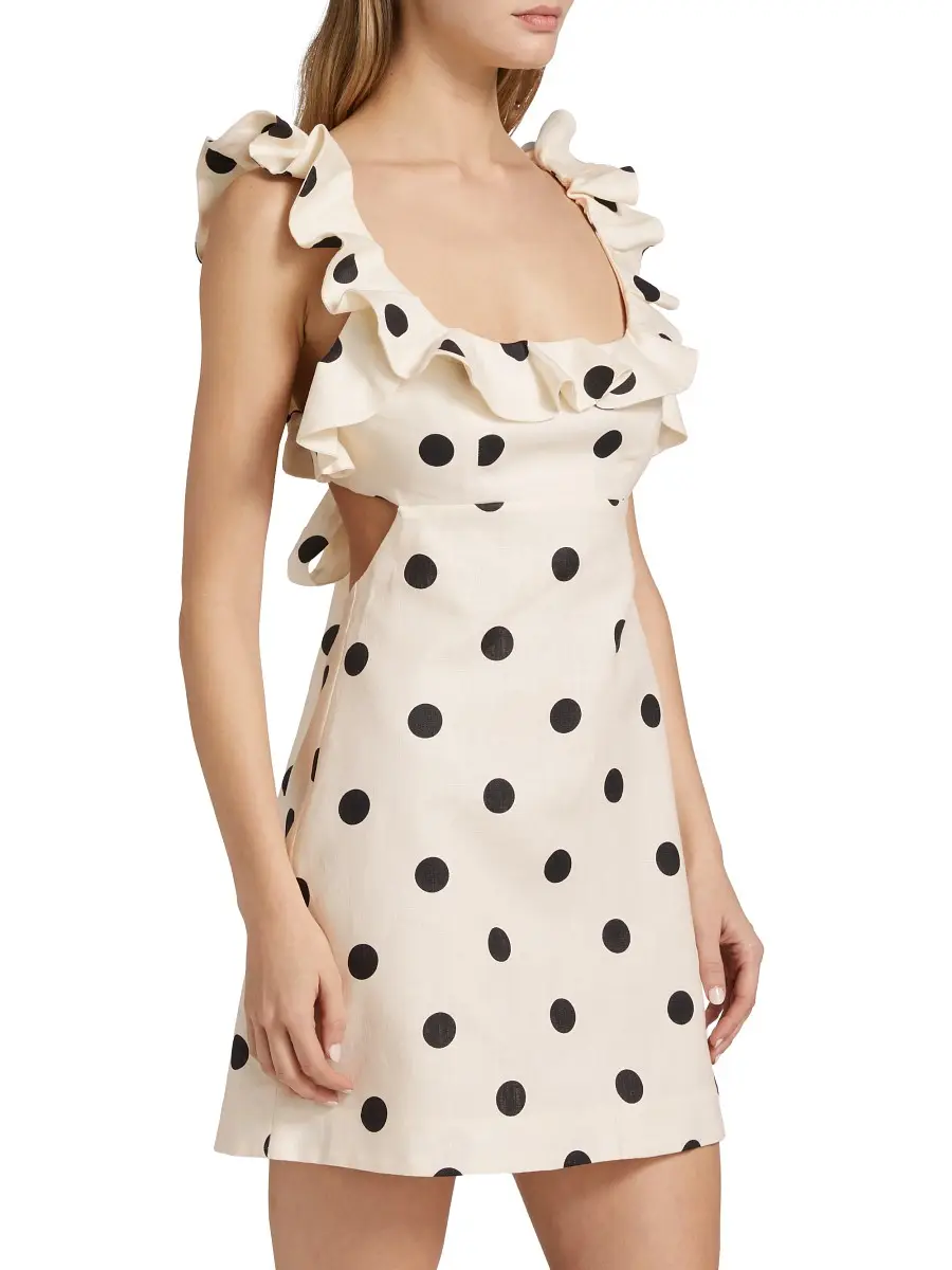Zimmermann Women's Crush Polka Dot Frill Minidress - Cream Black Dot | Thumbnail 3 Zimmermann Women's Crush Polka Dot Frill Minidress - Cream Black Dot | Thumbnail 3