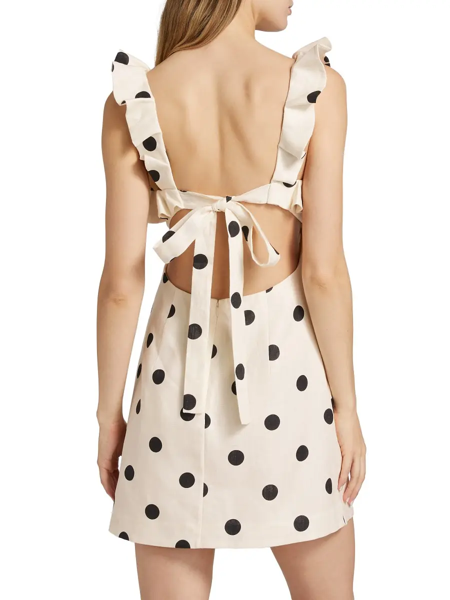 Zimmermann Women's Crush Polka Dot Frill Minidress - Cream Black Dot | Thumbnail 4 Zimmermann Women's Crush Polka Dot Frill Minidress - Cream Black Dot | Thumbnail 4