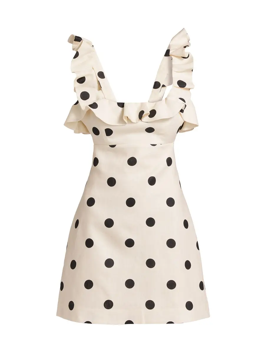 Zimmermann Women's Crush Polka Dot Frill Minidress - Cream Black Dot | Thumbnail 7 Zimmermann Women's Crush Polka Dot Frill Minidress - Cream Black Dot | Thumbnail 7