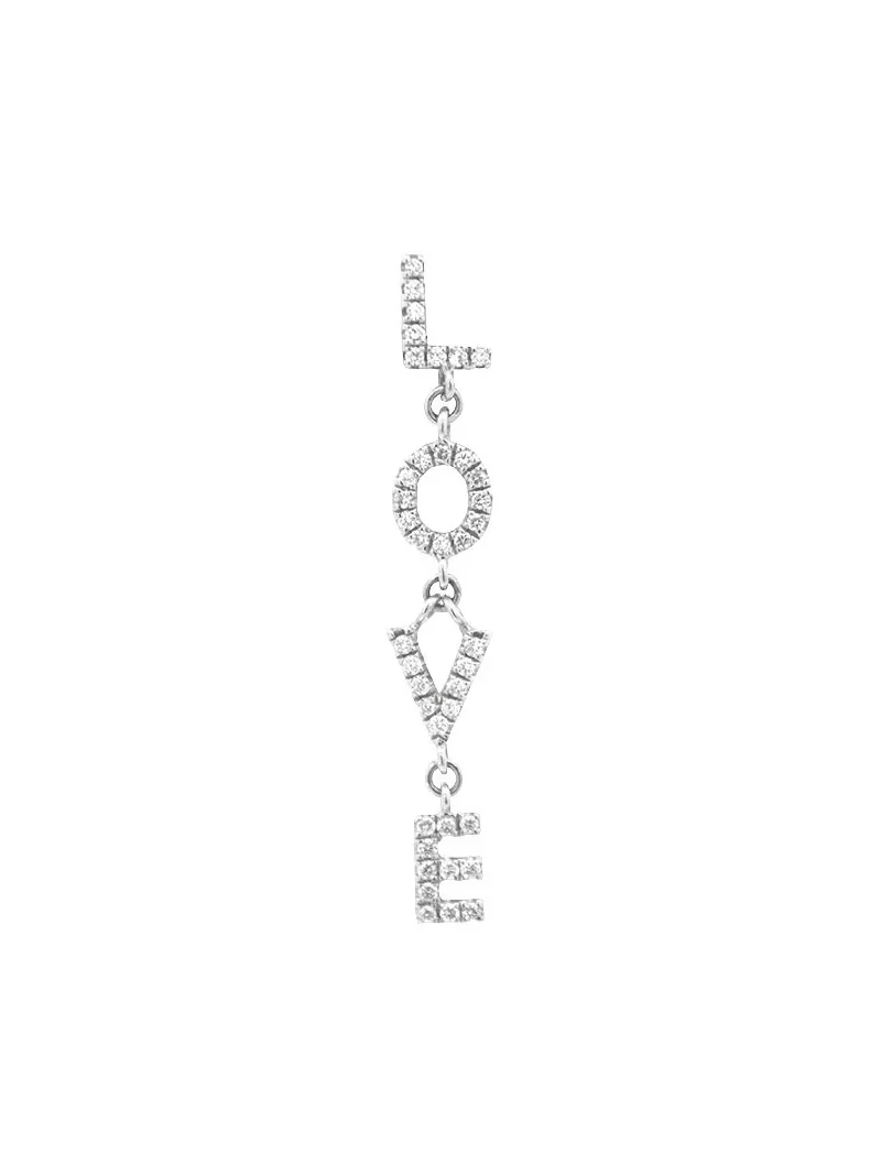 0.19ct Diamond 18K Gold Love Single Dangle Drop Earrings 0.19ct Diamond 18K Gold Love Single Dangle Drop Earrings