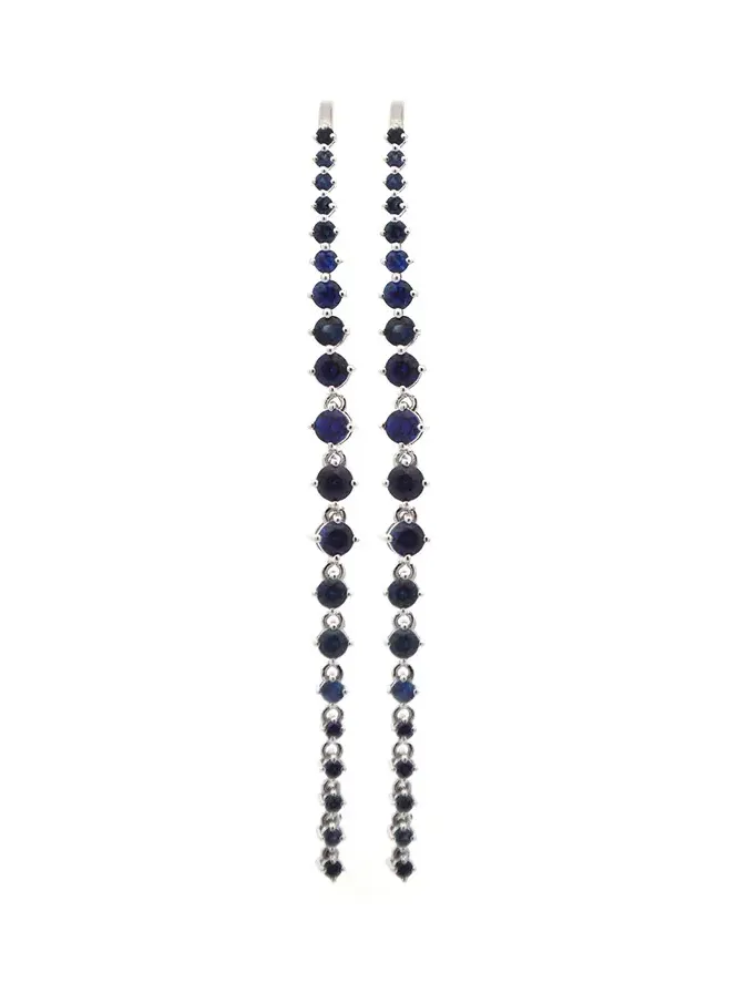 1.60ct Blue Sapphire 18K Gold Linear Cascade Earrings 1.60ct Blue Sapphire 18K Gold Linear Cascade Earrings