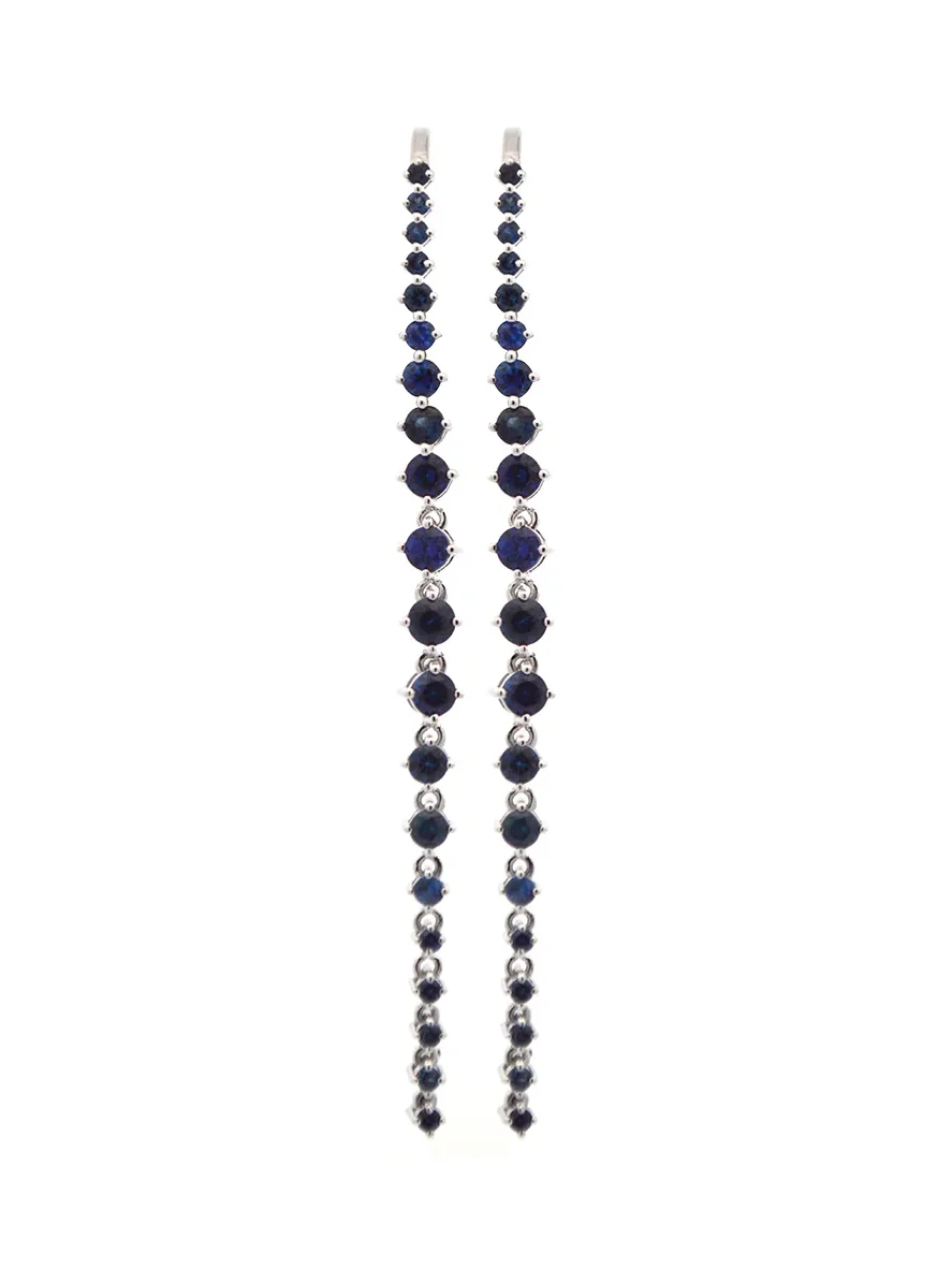 1.60ct Blue Sapphire 18K Gold Linear Cascade Earrings 1.60ct Blue Sapphire 18K Gold Linear Cascade Earrings