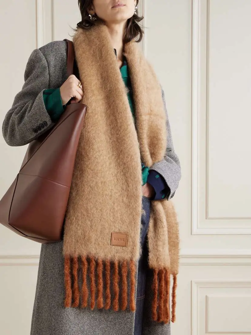 Loewe Appliquéd Fringed Mohair-blend Scarf | Thumbnail 2