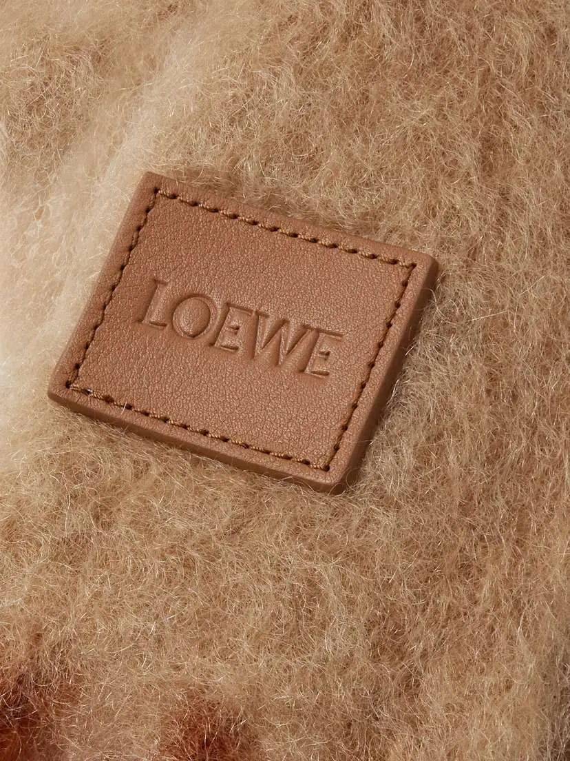 Loewe Appliquéd Fringed Mohair-blend Scarf | Thumbnail 3