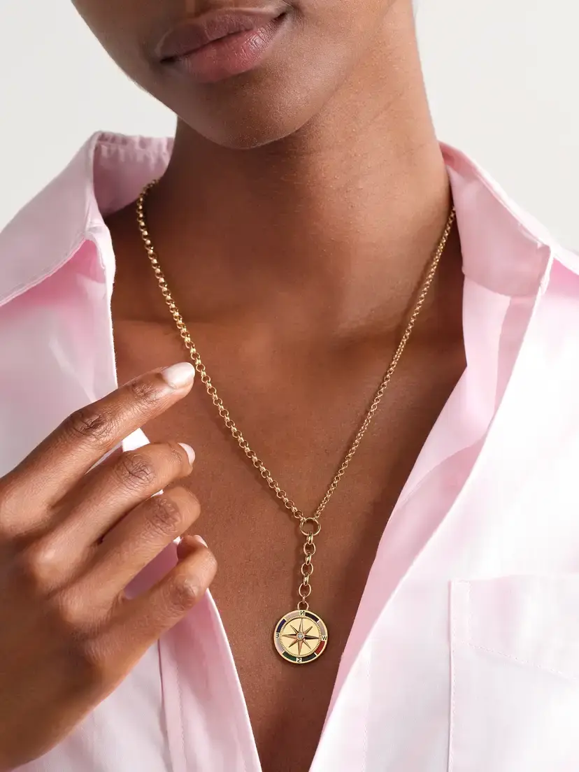 Foundrae Internal Compass 18-karat Gold, Enamel And Diamond Necklace | Thumbnail 2 Foundrae Internal Compass 18-karat Gold, Enamel And Diamond Necklace | Thumbnail 2