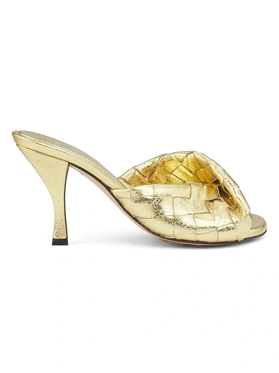 Bottega Veneta Women's Blink 80MM Metallic Intrecciato Leather Sandals - Silver | Thumbnail 6 Bottega Veneta Women's Blink 80MM Metallic Intrecciato Leather Sandals - Silver | Thumbnail 6